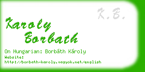 karoly borbath business card